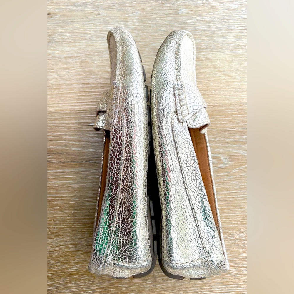 Clarks Dunbar Granby Leather Metallic Gold Loafers Size 8